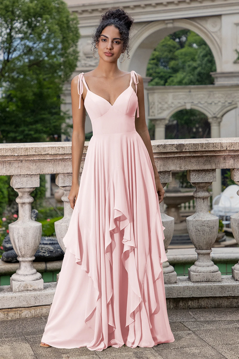 white christmas dresses Strapless Chiffon Hot Pink Bridesmaid Dresses 2022 – loveangeldress main image 1