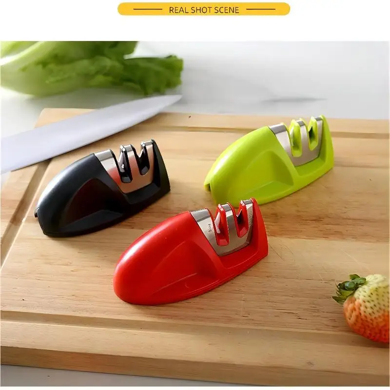 

Multifunctional Knife Sharpener Outdoor Two-slot Mini Kitchen Accessories Gadgets Home Cutters Tungsten Steel Ceramic Whetstone