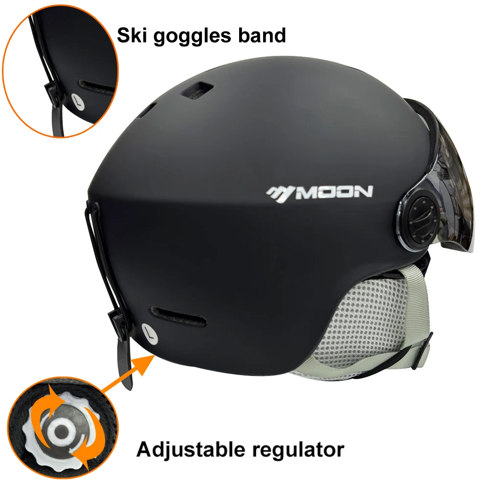 MOON スキーヘルメット ゴーグル PC + EPS 高品質スキーヘルメット安全