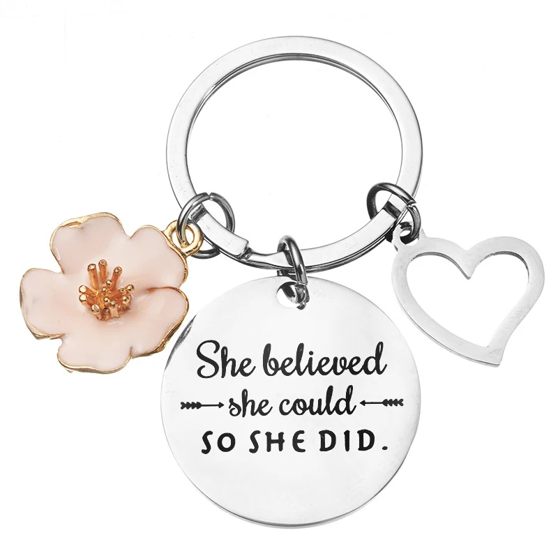 Inspirational Keychain She Believed She Could So She Did for Teen Girl Her Birthday Coming of Age 16 18 21 College Nurse Medical