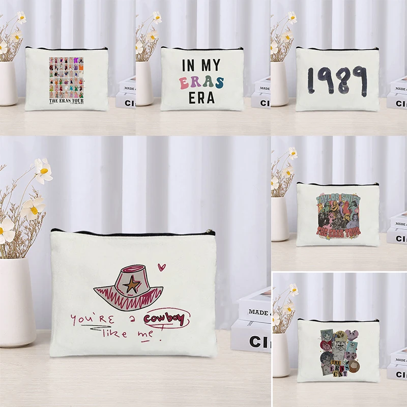 The Eras Tour Pattern Cosmetic Bag Poster Nuovo Album Midnights Popular Singer Memorial Prints Mujer Bolsas 1989 Pouch Bags