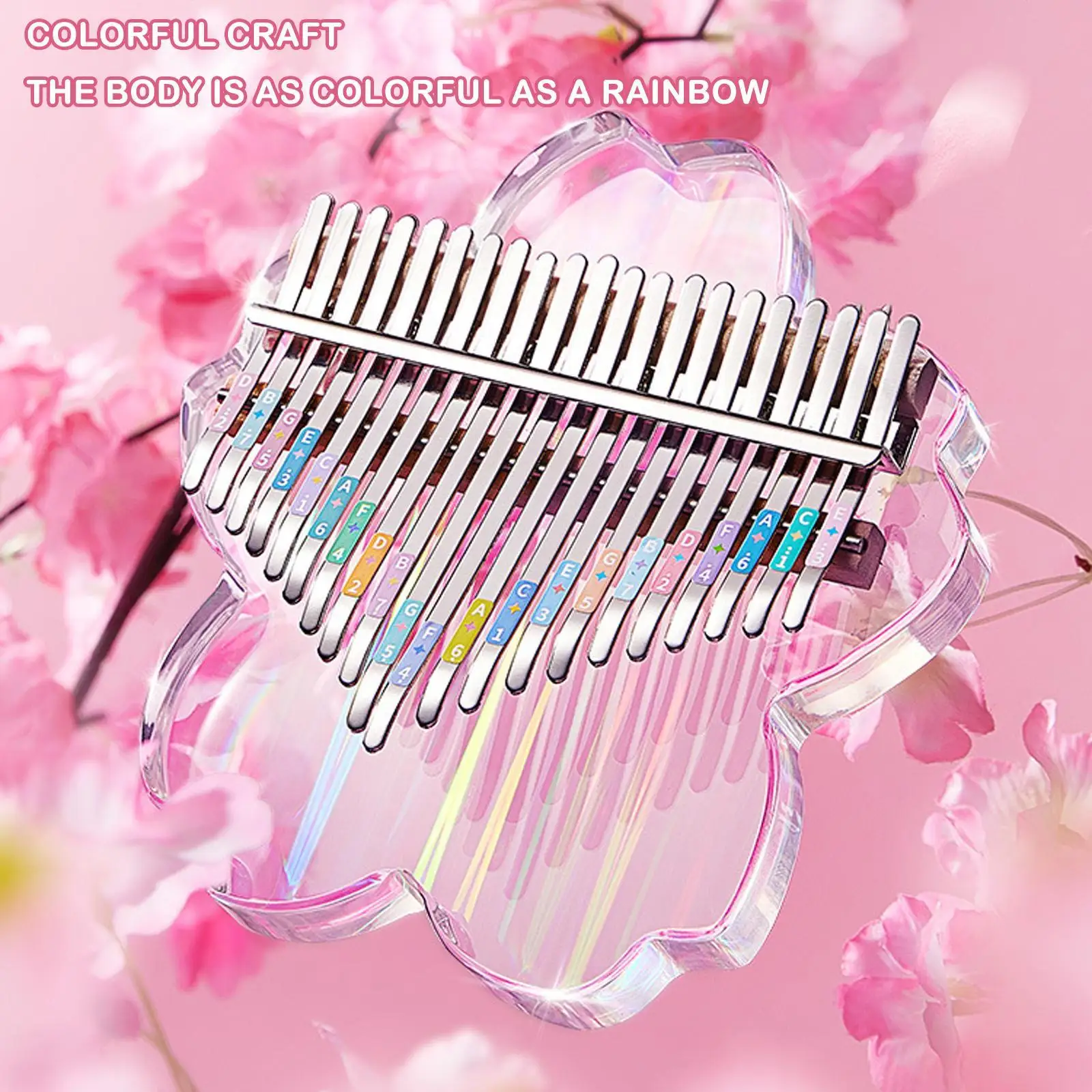 17/21 Keys Kalimba Transparent Acrylic Thumb Piano Study Kalimba Tune Piano Booklet with Starter Stickers Finger Case Hamme R0H0