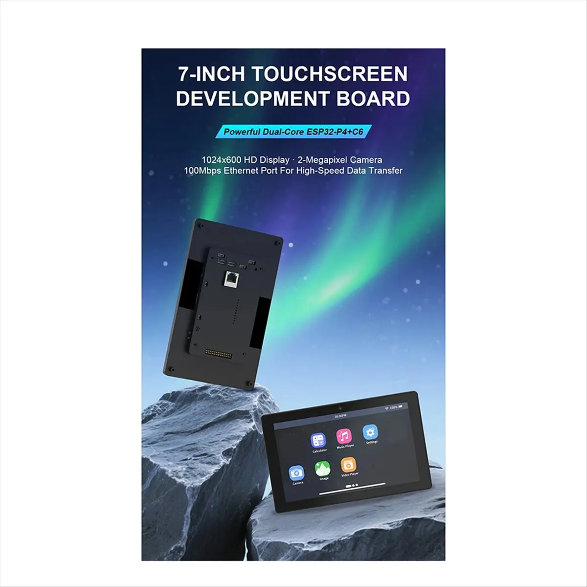 A10R 7인치 1024 X 600 IPS 정전식 터치 ESP32P4 개발 보드 ESP32-C6 개발 보드 (하우징 및 카메라 포함)