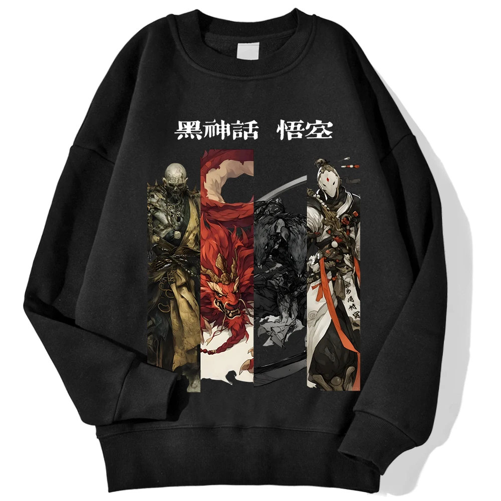 Man Hoodie Black Myth Wukong Game The Four Great Divine Beasts Harajuku Fleece Hoody Crewneck Sweatshirt Vintage Oversize