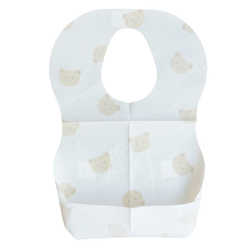 

Y1UB 50PCS Baby Disposable Bibs Cartoon Bear Print Baby Bibs Waterproof Saliva Towel