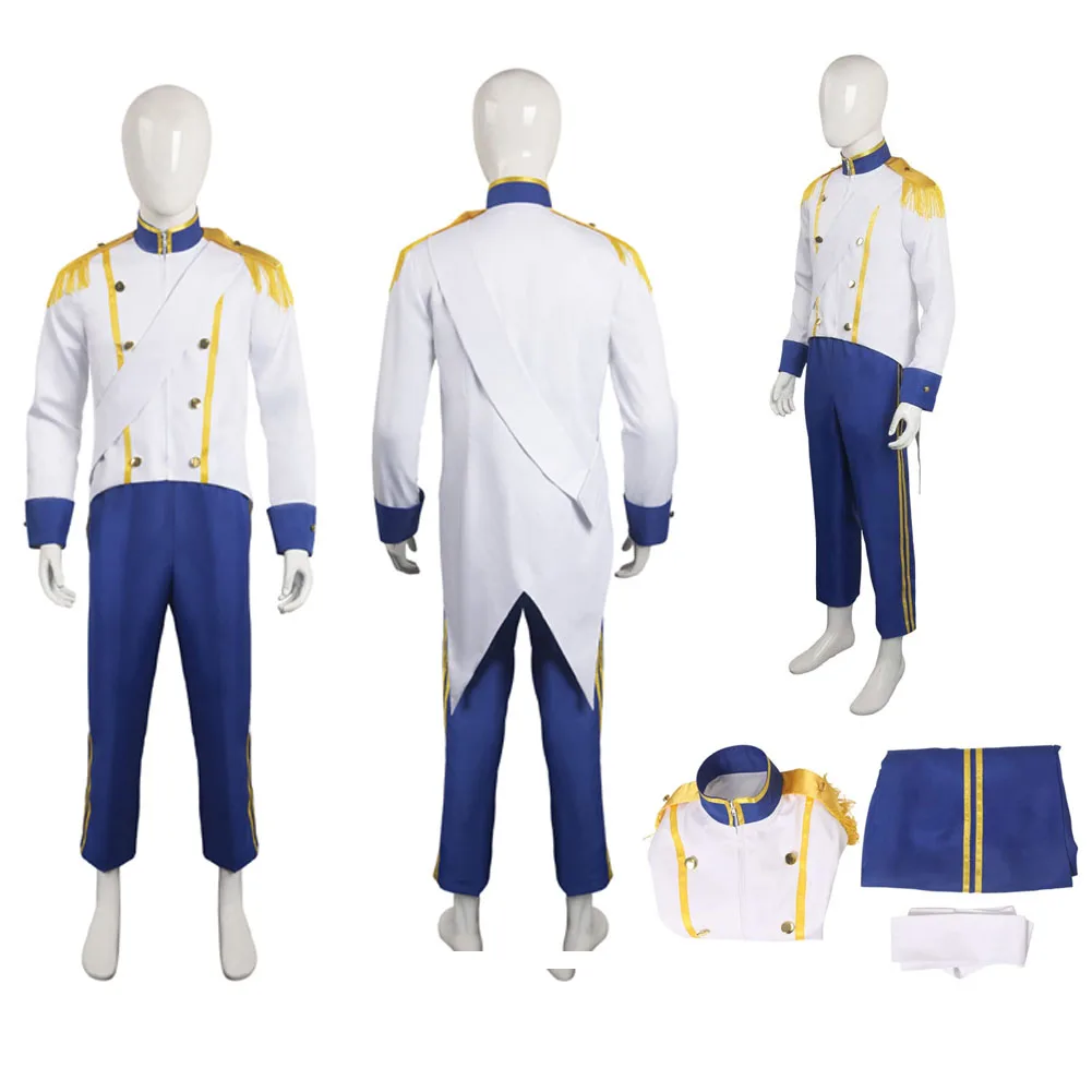 

Prince Eric Cosplay Costume Men Royal Uniform Outfits Jacket Pants For Adult Male Boy Halloween Carnival Suit Role Play Clothes