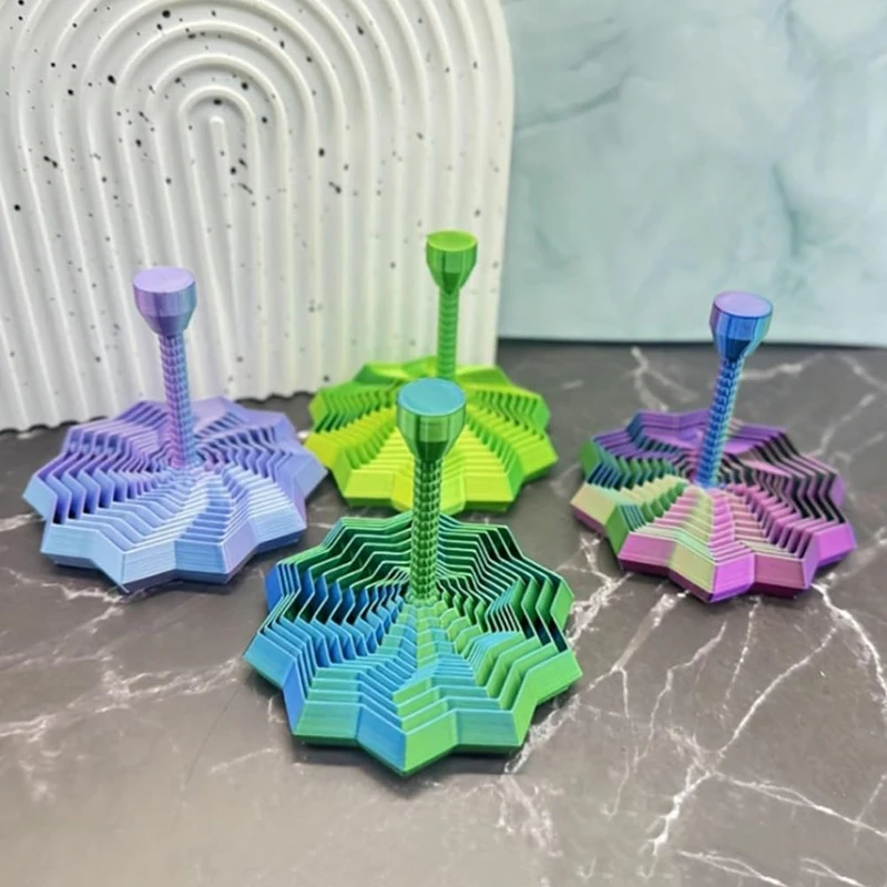 4.33Inch 3D Printed Expandable Fractal Fidget Star Octagonal Sensory Toy with Detachable Handle for Stress Relief