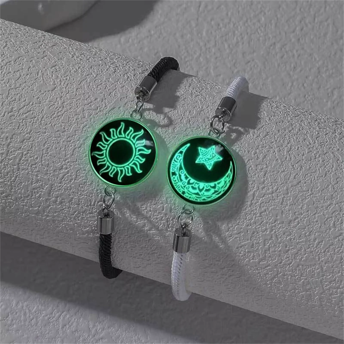 2Pcs/Set Stainless Steel Sun Moon Couple Bracelets For Women - Main Image