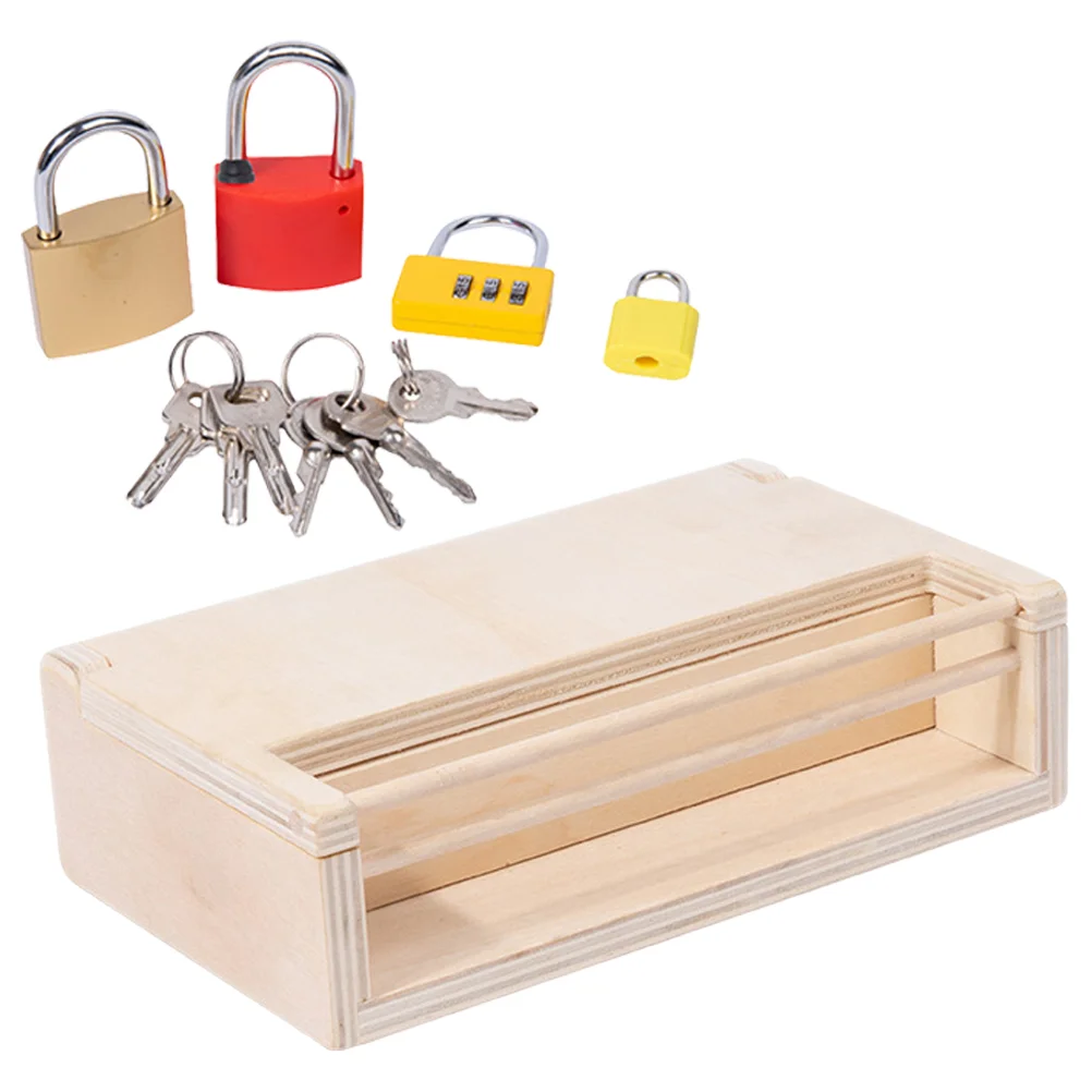 Montessori Lock Key Toy Set Early Education Box for Kids 1 3 Years Old Wooden Metal Safe Learning Tool Stimulates Creativity