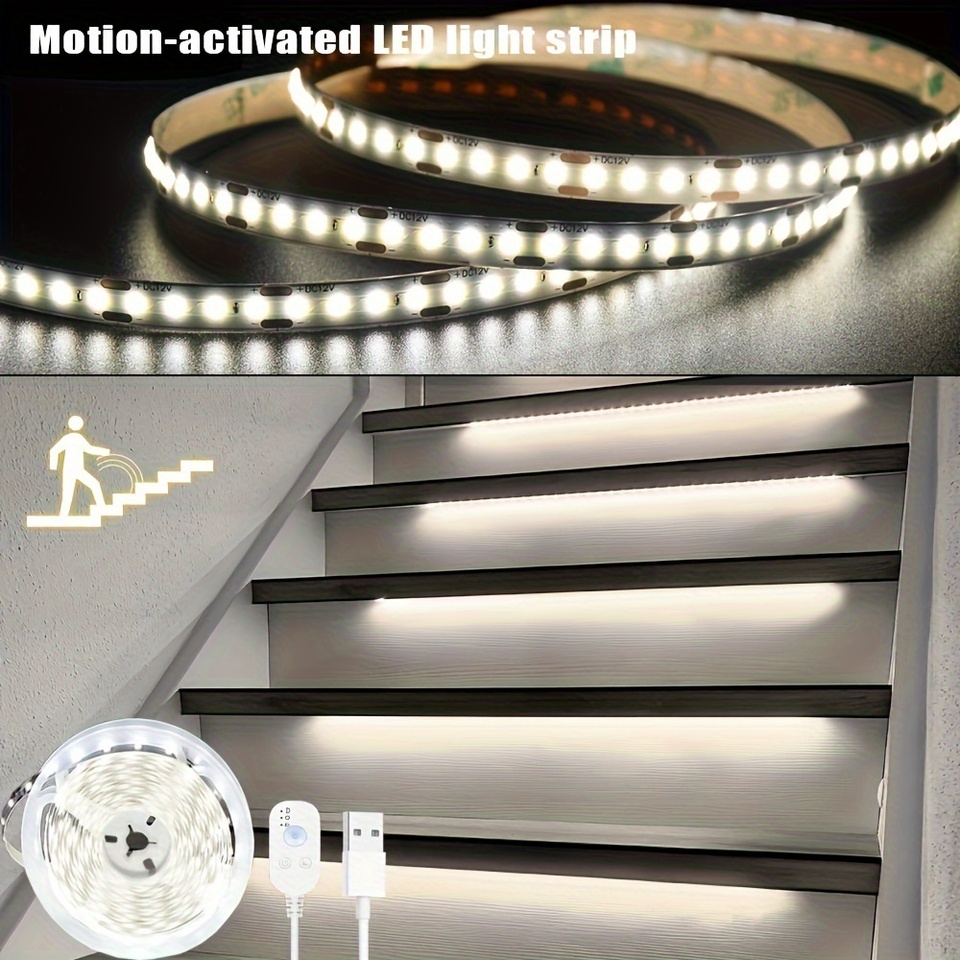 1 x USB PIR Sensor Motion Sensor LED Light Strip for DIY Bedroom Cabinet Bathroom Kitchen Hallway Shoe Cabinet Closet Wardrobe