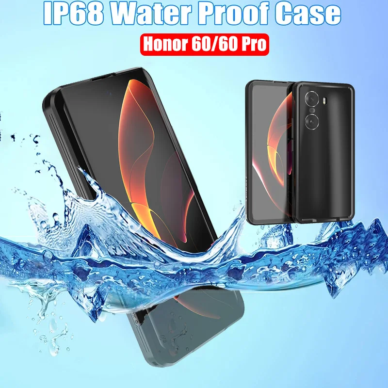 

9H Glass Screen Film IP68 Waterproof Case For Honor 60 Pro Shock Drop proof Cover Diving Swim outdoor sport Full Sealed Cover