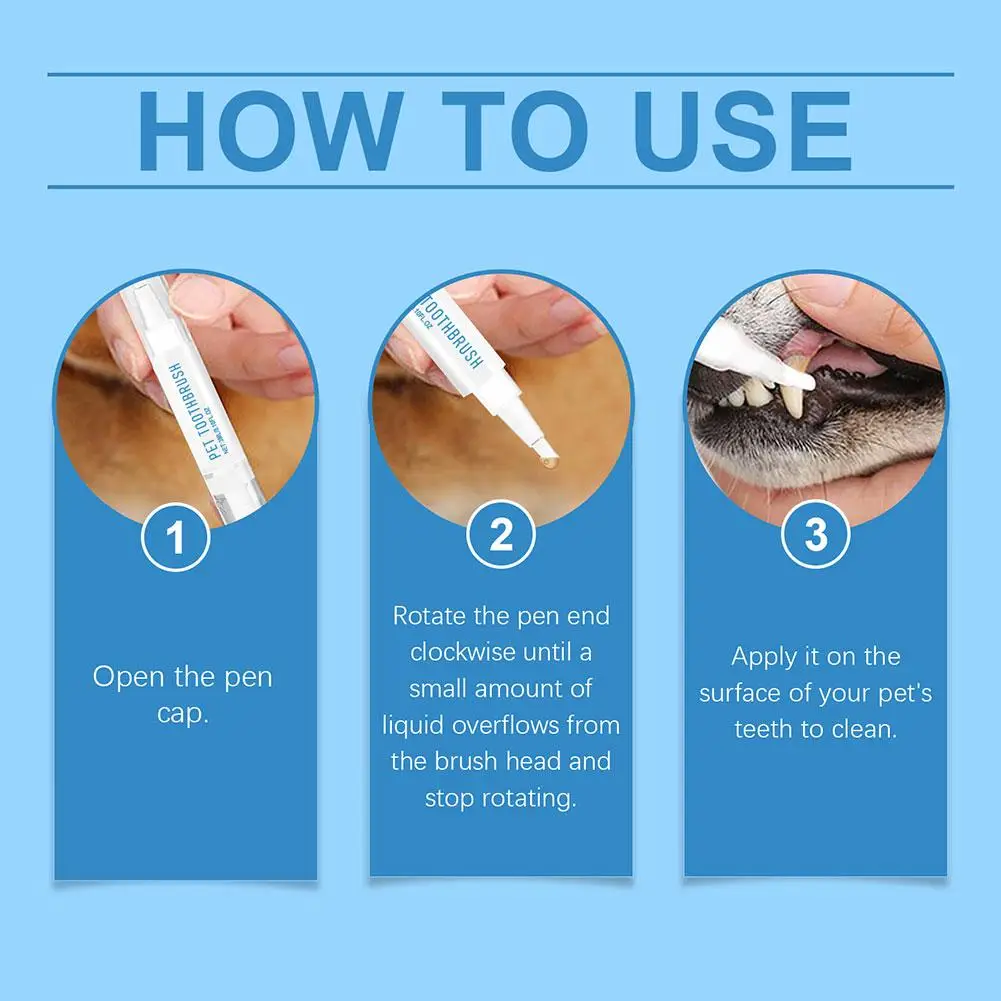Dog Teeth Cleaning Pen Cat/Dog Tartar Remover for Teeth Pet Dental Stain Cleaning Grooming Toothbrush