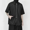 2023 summer new shirts men  wind diablo niche popular logo ins two-way zipper loose shirts with short sleeves 1