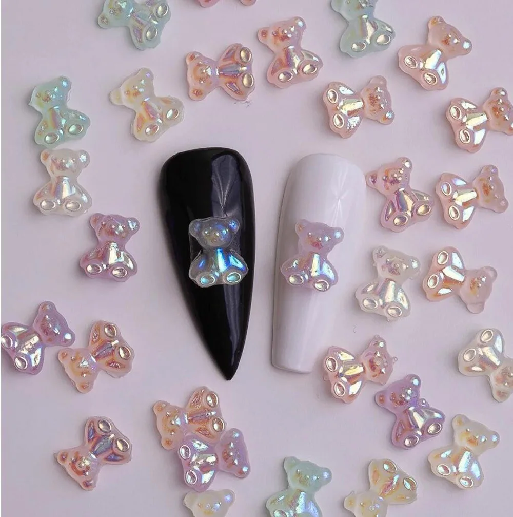 100Pcs Gummy Bear Nail Charms Bear Nail Charms 12 Cute Juicy Colors 100Pcs Ogni Borsa 7Mm 9Mm Flat-Back Gummy Bear Charms