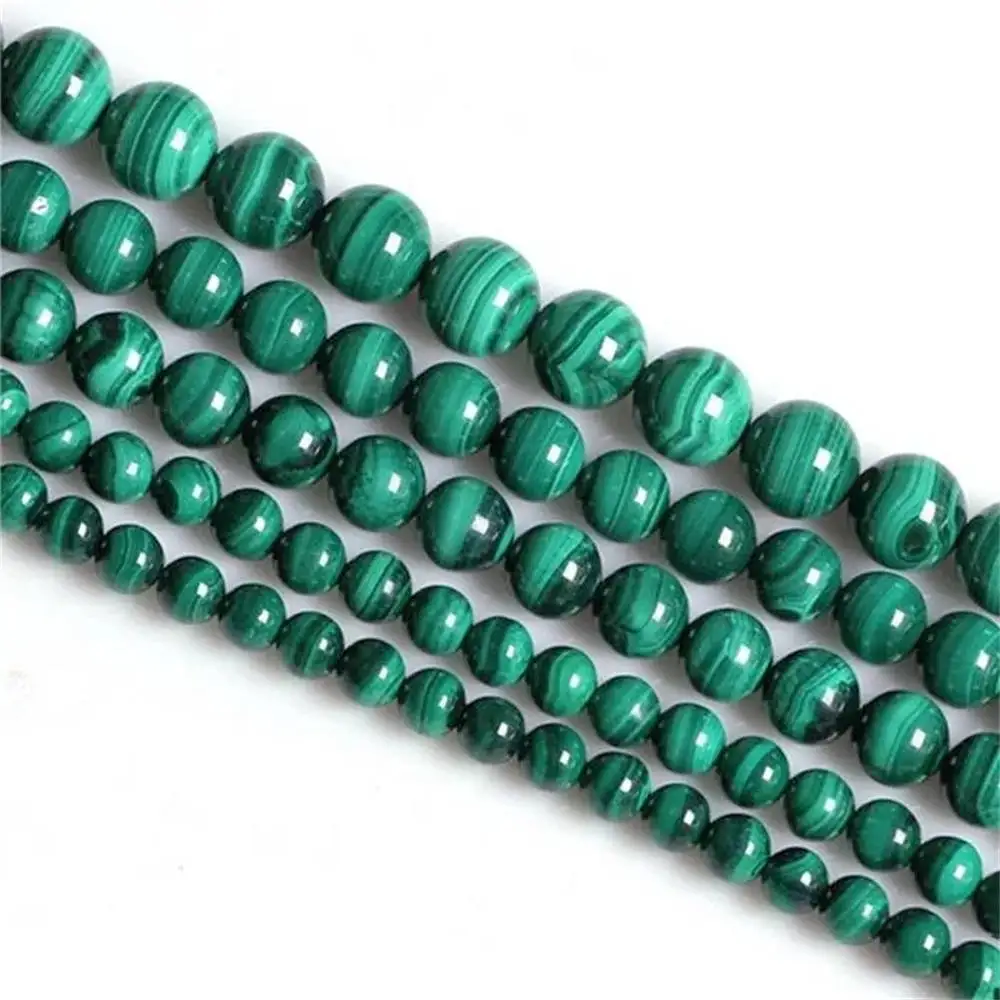 Natural Green Malachite Smooth Round Beads Stone 6 8 10mm Green Smooth Charm Beads Gem Stone For DIY Bracelet Jewelry Making