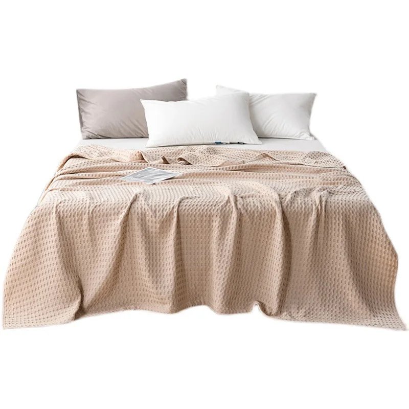 Waffle Plaid Blanket 100% Cotton Summer Bed Throw Thin Quilt Knitted Bedspread Home Sofa Coverlets  Throw Blankets Girl Boy - 6