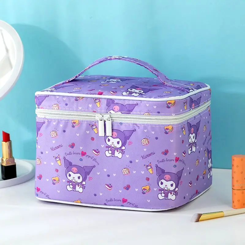 

Kuromi Anime Kawaii Sanrio Makeup Bag Cute Cartoon Cinnamoroll Large Capacity Portable Storage Travel Case Toys for Girls