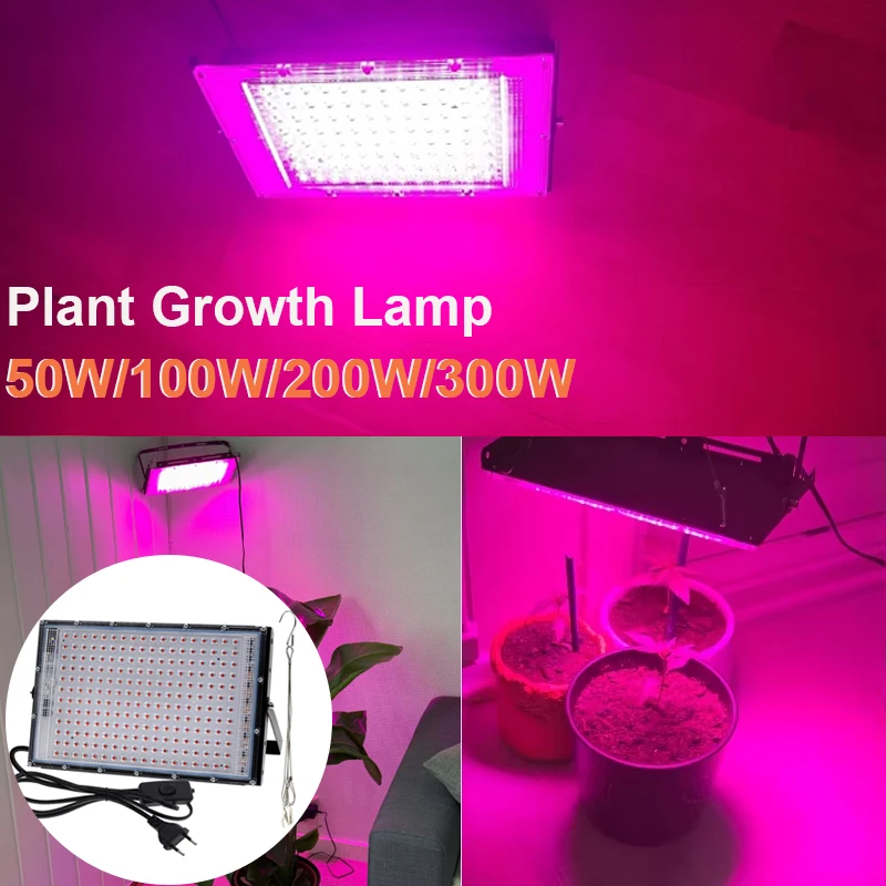 Full Spectrum LED Plant Growth Lamp 50W 100W 200W 300W UV Floodlight for Indoor Seedlings Flower Cultivation Grow Tent Hydroponics