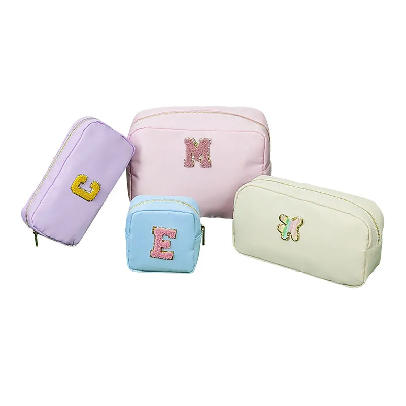 Chenille Letter Embroidery Crossbody Bag, Trendy Nylon Cosmetic Bag,  Portable Makeup Pouch For Travel - Temu