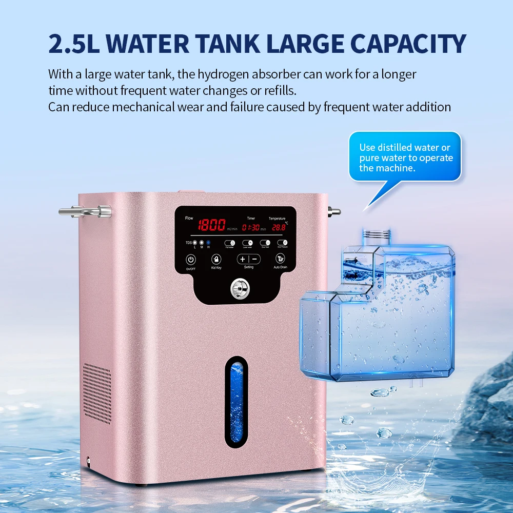 Suyzeko H2 Inhaler Hydrogen Water Generator 1800ML Hydrogen Inhalation Machine Deep Relaxation Therapy Home Care Beauty