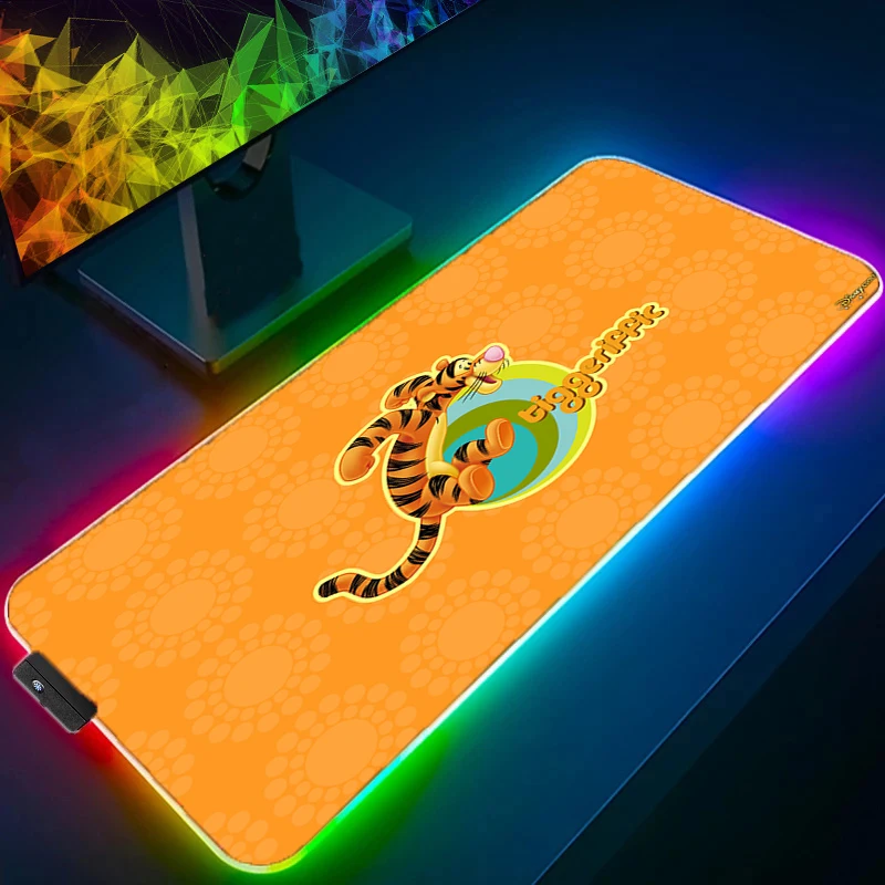 Winnie the Pooh Kawaii Gaming RGB Mouse Pad Desk Mat Custom Moused Pad Gamer Anime With Backlight Office Accessories Mousepad thickness gauge with lcd backlight display automotive paint plating metal coating coating gauge coating measurement tool