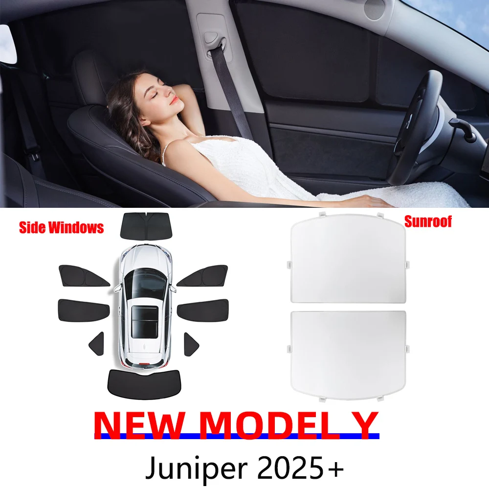 For Tesla Model Y Juniper 2025 Launch Sun Shade Front Rear Side Window Windshield Sun Visor Outdoor Camping Accessories