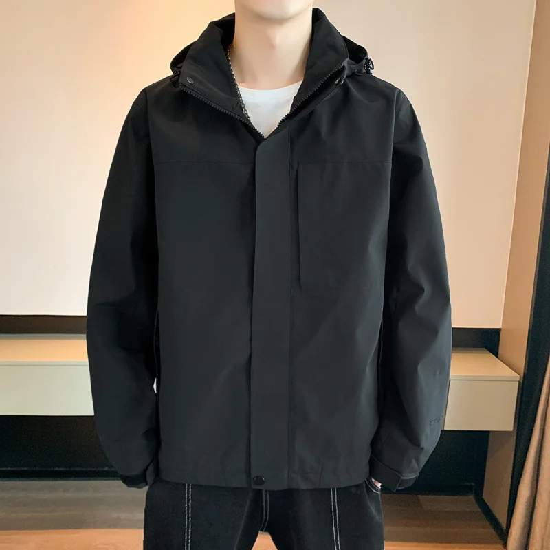 

2023 Men's Outdoor Waterproof Windbreaker Jacket Men Hiking Windproof Hoodie Male Clothing Fashion Trench Coat hombre