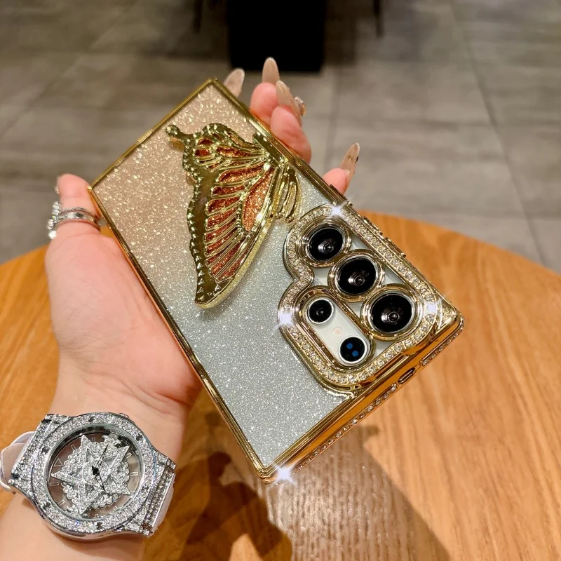 Plating Bling Glitter Butterfly Phone Case Cover
