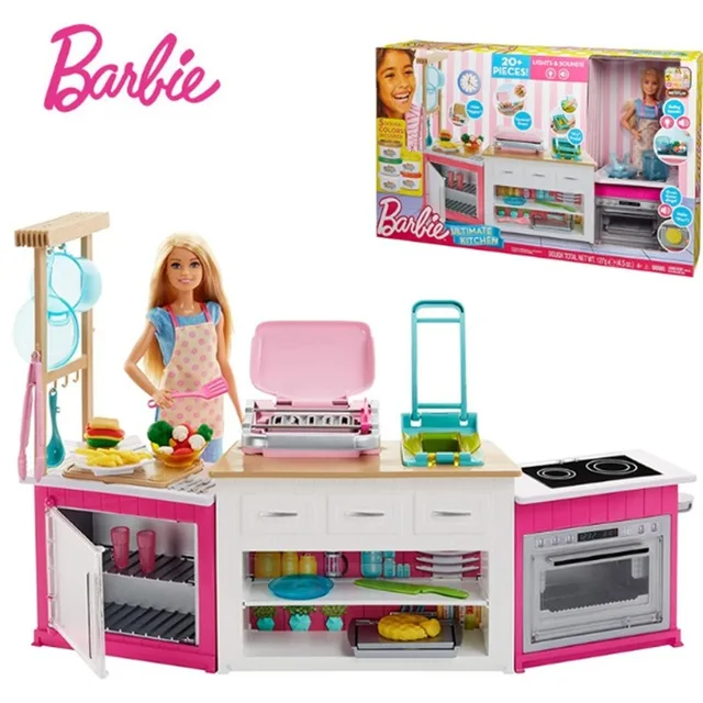 Mattel Barbie Toys Dreamy Kitchen Girl's Birthday Gift Pretend Play Toys House Simulation Kitchen Toy Fashion Dolls for Girls 1