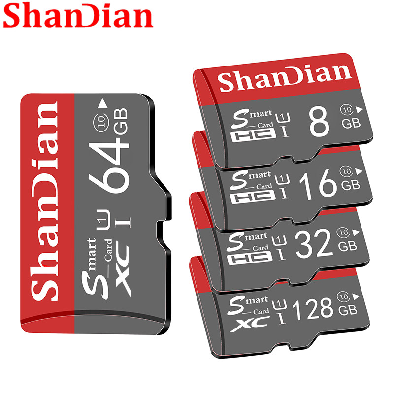 SHANDIAN Smart Sd 128GB 64GB 32GB 16GB 98mb/s TF USB Flash Memory Card Smart Sd 8GB/48MB/s Class10 Original Product Shipping