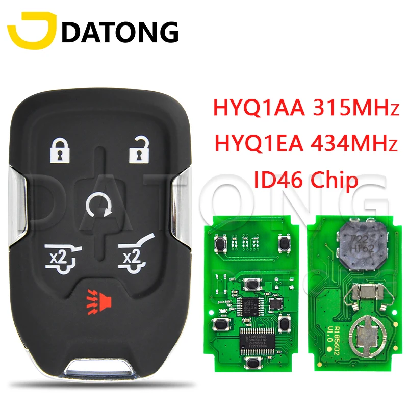 Datong World Car Remote Key For Suburban Tahoe GMC Yukon ID46 PCF7937E Chip 315MHz HYQ1AA Replacement Promixity Smart Card