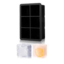 Premium Round & Square Ice Cube Mold for Chilled Whiskey & Cocktails (6 grid-square)