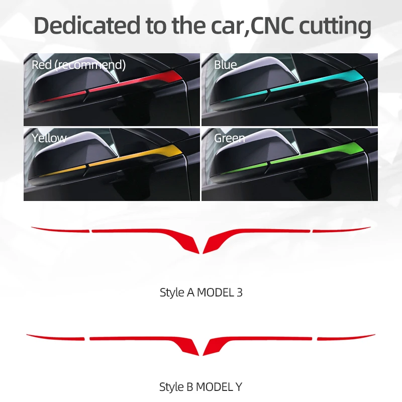TTCR-II 2PCS Compatibile con Tesla Model Y Calotta Specchietto Laterale Decorare 2018-2024 Adesivo Anti-Collisione Copertura Specchio Retrovisore Model Y Protector Sticker-Nero