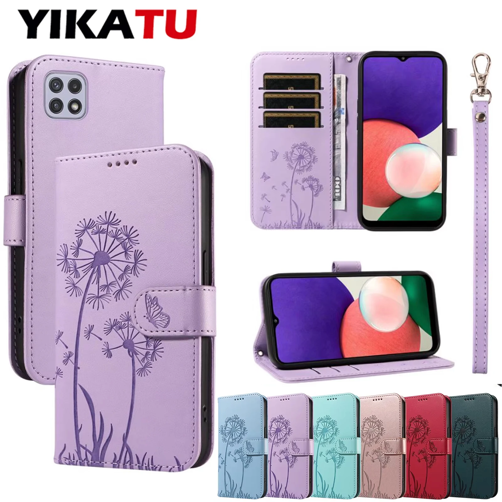 Leather Wallet Phone Case with Card Holder and Magnetic Closure