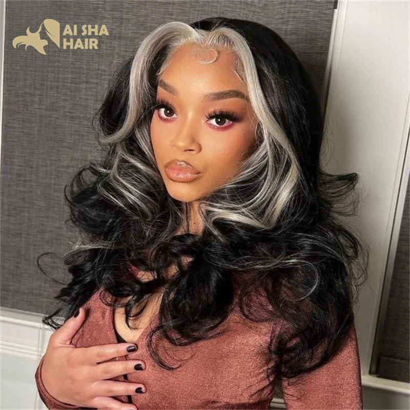 

Platinum Blonde Highlight Lace Front Human Hair Wigs 613 Body Wave Colored Wig 13x4 Loose Deep Wave Transparent Lace Frontal Wig