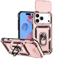 Shockproof Armor Phone Case with Slide Camera Protection and Enhanced Durability - iPhone 12 Mini (Rose Gold)