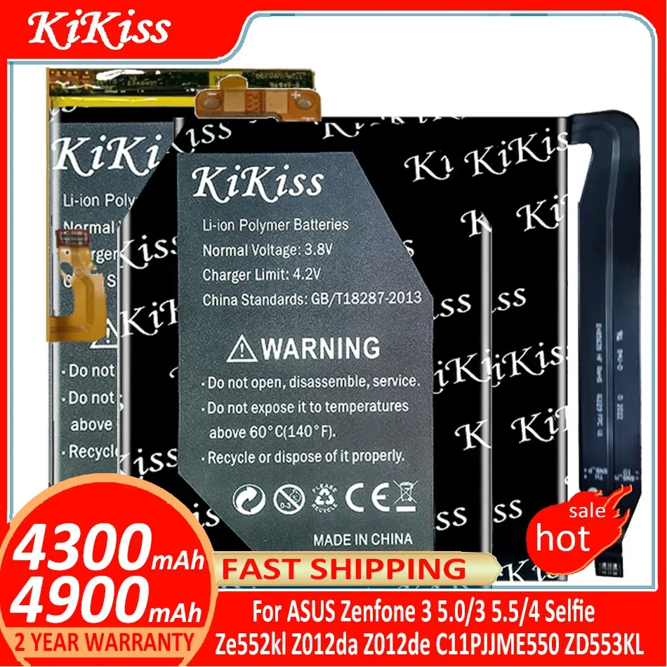 

KiKiss Battery For ASUS Zenfone 3 Zenfone3 5.0 5.5 4 Selfie Ze552kl Z012da Z012de C11PJJME550 ZD553KL Batterij + Track NO