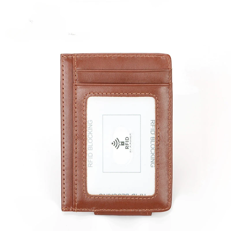 2023 new style leather anti-magnetic clip card bag fashion leather multifunctional oil wax card holder