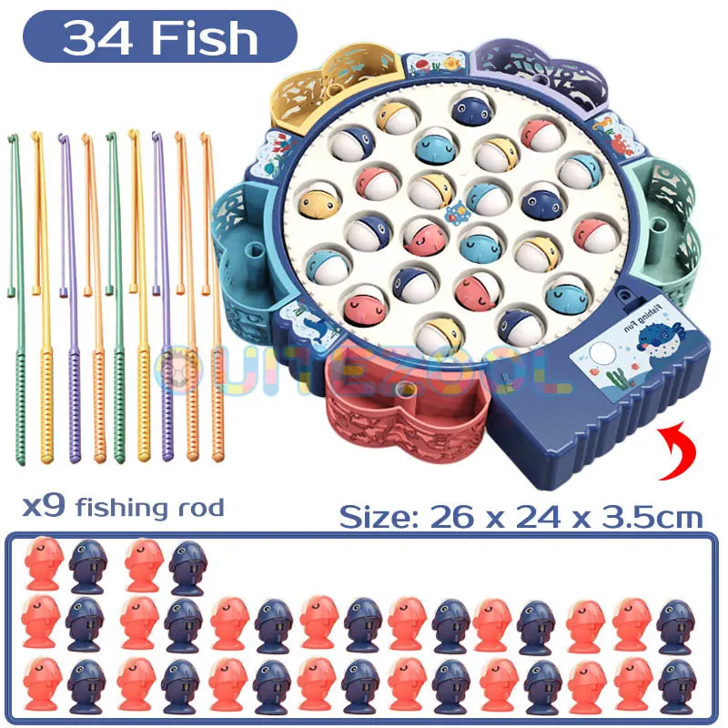 New 2022 Children's Electric Fishing Toys Music Spinning Fishing Set Puzzle  Parent-Child Interaction Magnetic Fishing Toys