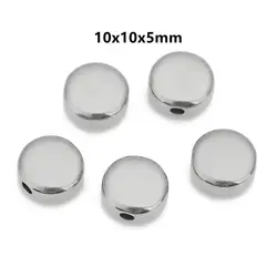 Set of 5 Stainless Steel Star and Heart Spacer Beads (Steel Round 10mm)