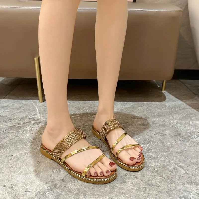 

Современные тапочки на плоской подошве и низком каблуке, летняя Уличная обувь, Лидер продаж 2024, Женские однотонные туфли, привлекательные женские тапочки Chinelos