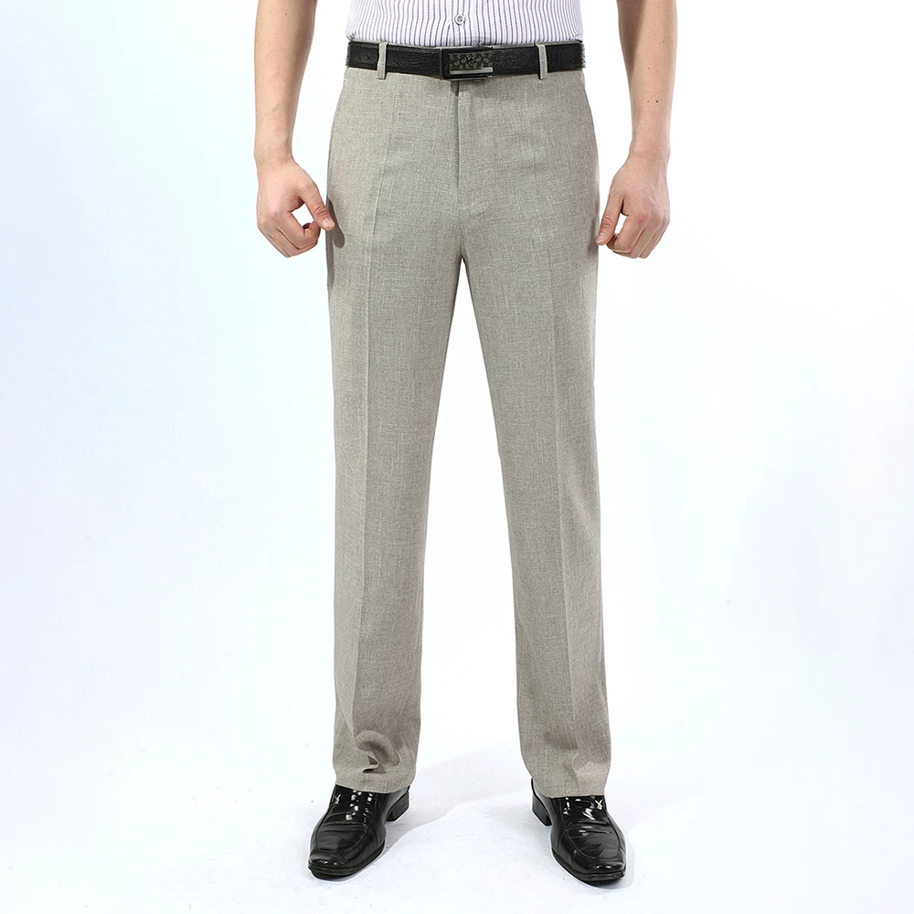 Business Linen Pants Mens Casual Trousers Straight Work Suit Pant Big Size 44 Summer 8 Color business pants,suit pants,men pants