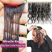 Smilegirl Cheveux Humains Ondulés Crochetés Miracle Knots pour Tresses Bohèmes, Extensions de Cheveux Humains Bruts 100% Naturels, Cheveux Humains au Crochet Effet Plume 6
