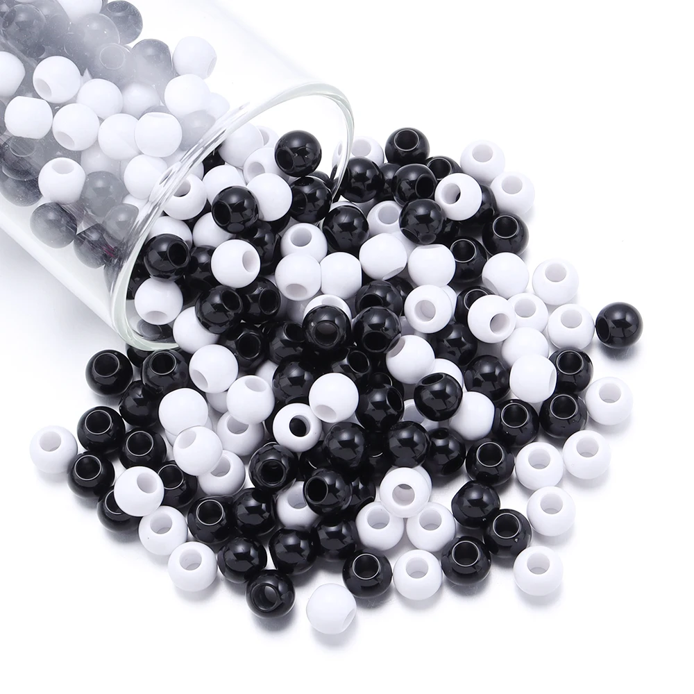 Beads For Crafts 500 Black Acrylic Round Pony Beads &ndash; 6x4mm Craft Kandi Bracelets &amp; Jewelry Beads For Kids