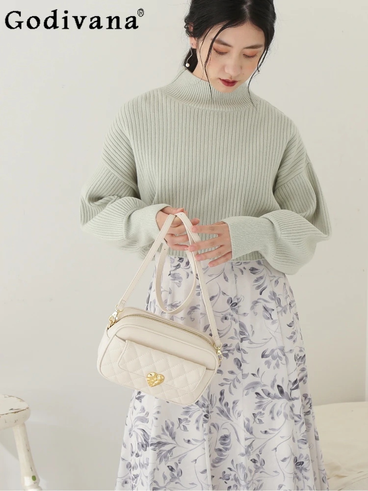 

Japanese Style Fashionable All-Match Women's Handbag High-End Elegant Pure Color Japanese Cute Shoulder Bag Crossbody Bags