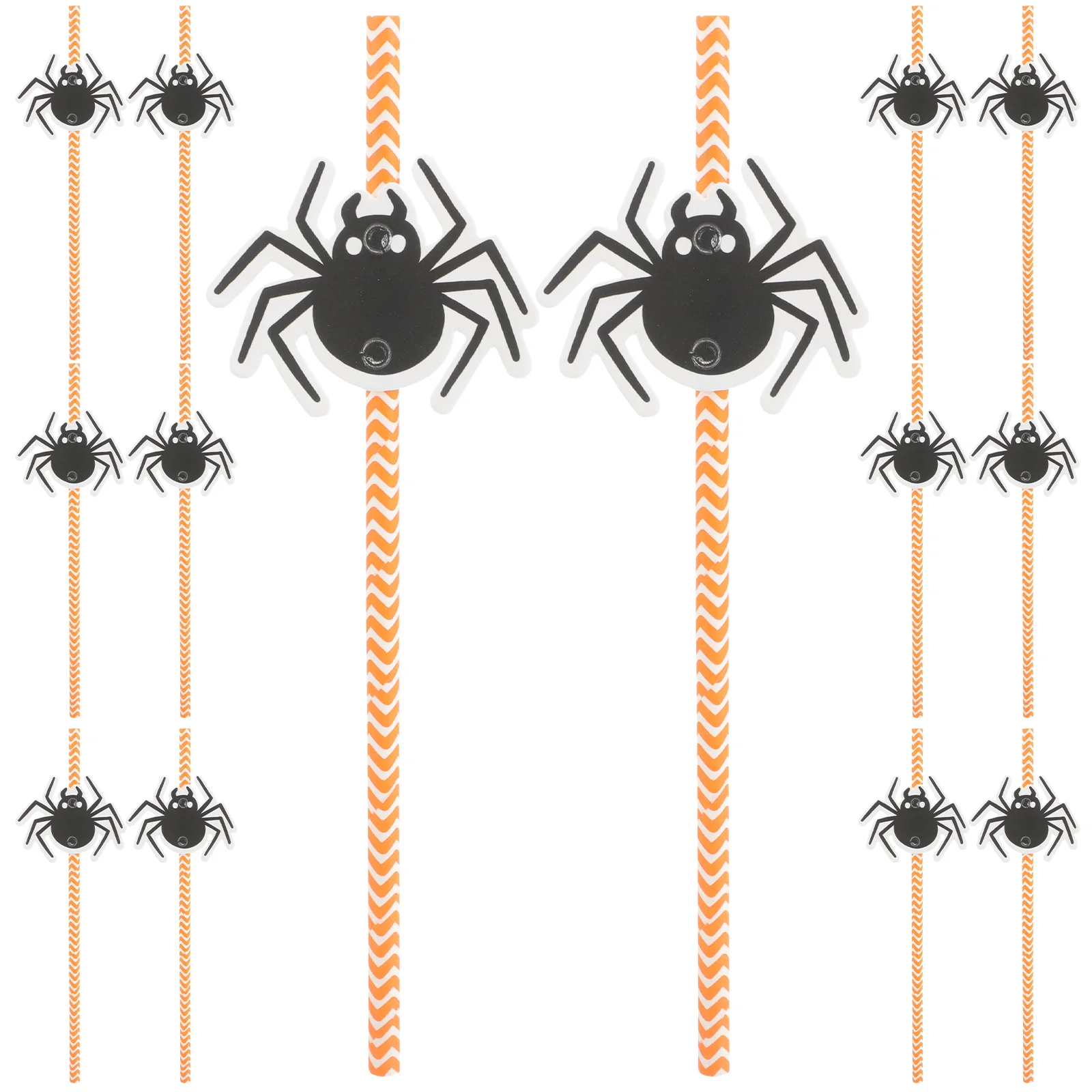 24 Pcs Spider Straw Inserts Halloween Party Supplies Drinking Straws Paper Decorations Cake Photo Props Unique Fun Accessories