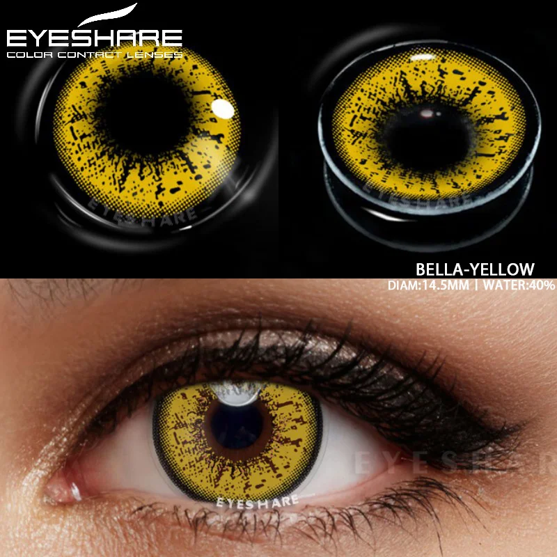 Vibrant Colored Contact Lenses for Cosplay and Beauty - Yellow, Red, Blue, and Green Options