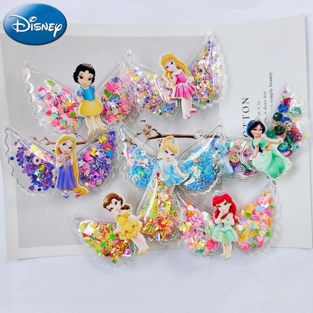 Disney Girl Hairpin Biancaneve Belle Frozen Elsa Mermaid Princess Quicksand Kids Sequin Hairpin Cute Pvc Accessori Per Capelli Regalo