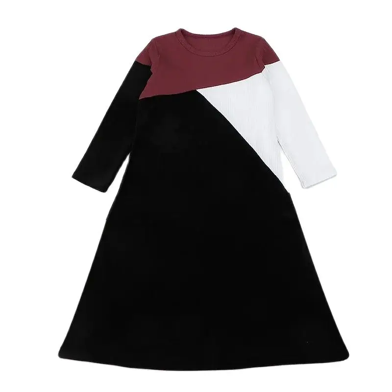 Mädchen nightgow langen ärmeln kinder kleidung velour rippen winter casual mädchen kleider kinder kleidung kinder winter kleid rundhals