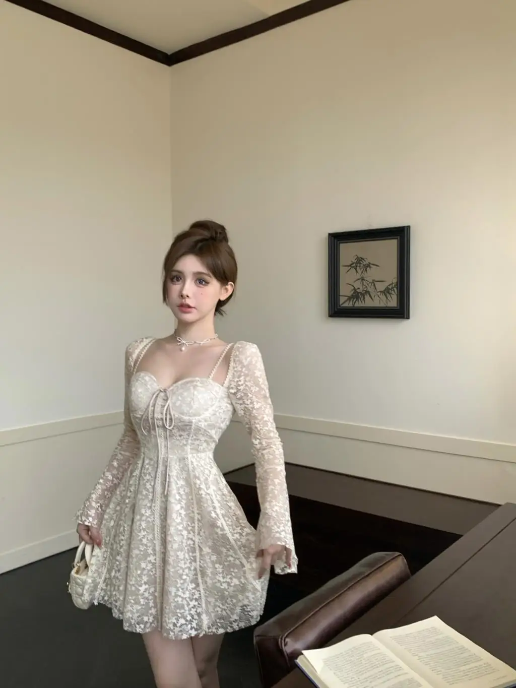 Sexy Lace Mini Dresses for Women Flare Sleeve Square Collar Corset Slim A-line Wedding Birthday Party Dress Y2K Prom Vestidos